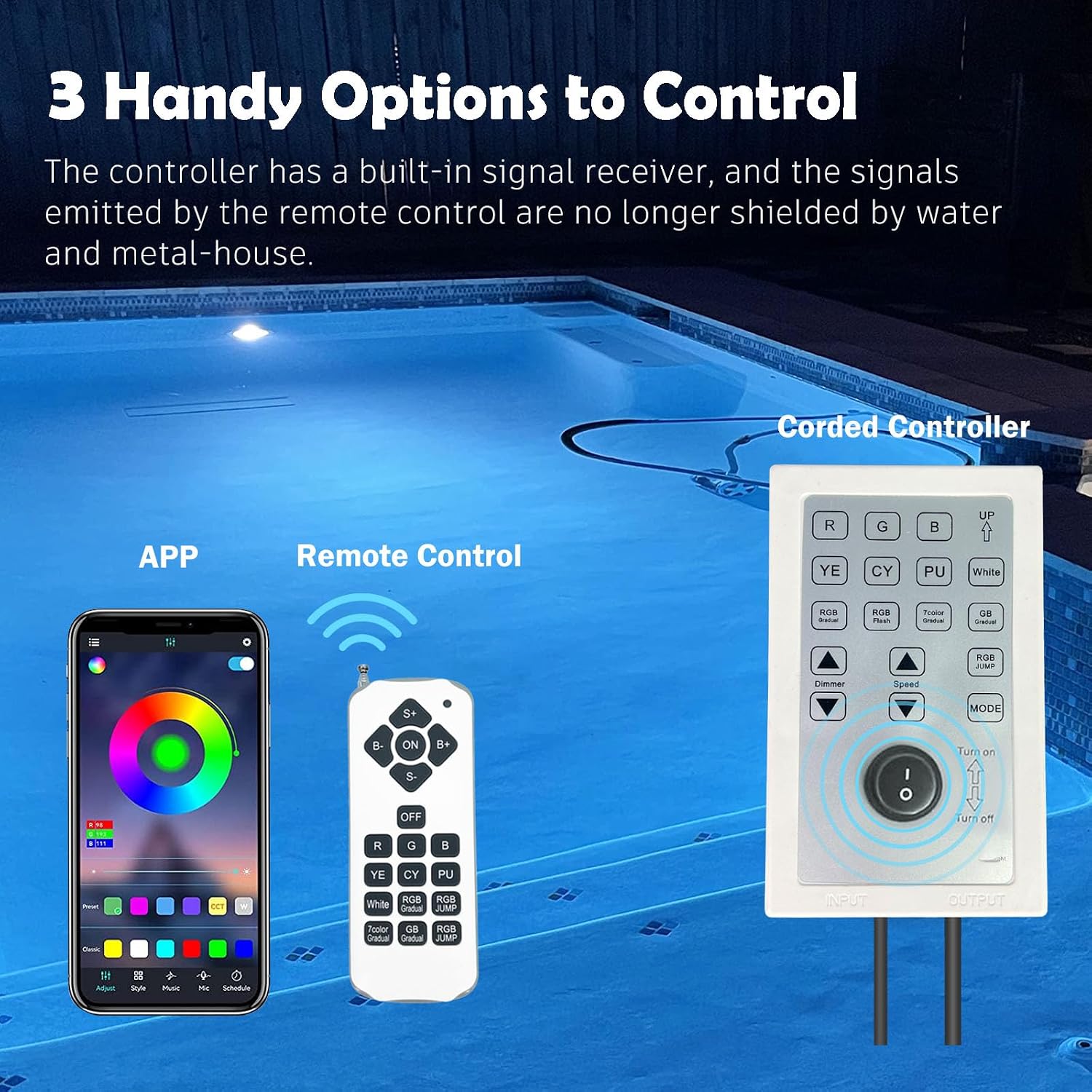 Pool Lights for Inground Pool, 20W 6 Inch Color Changing LED Inground Pool Light with Controller, Remote and APP Control for Wet Niche, Underwater Swimming Pool Lights, 100 Foot Cord